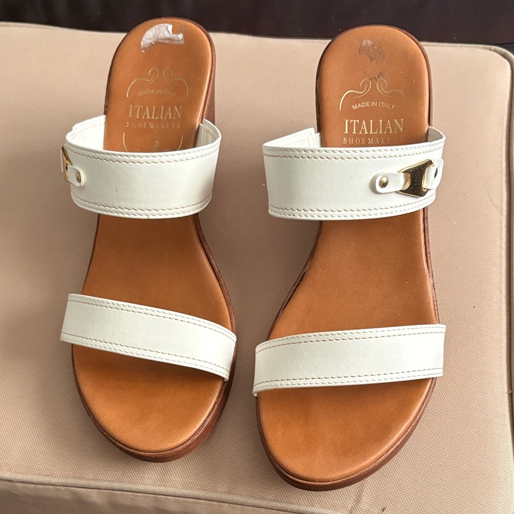 Italian Shoemakers White and Tan Sandals